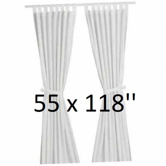 IKEA LENDA Curtains 55x118" with Tie-Backs 1 Pair (2 Panels) Bleached White - Picture 1 of 5